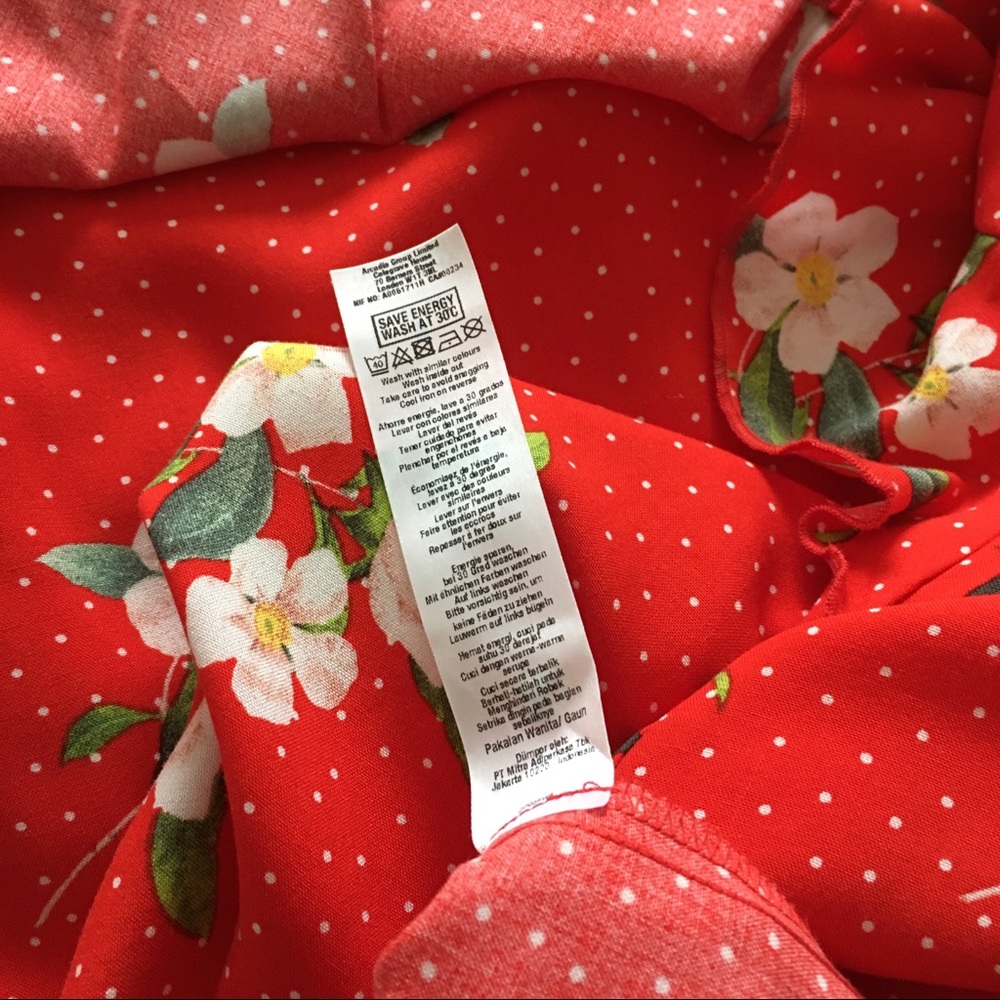 Dorothy Perkins Sleeveless Red Floral Dress Size 4 - Picture 8 of 8